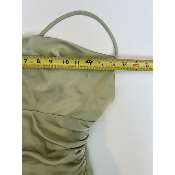 Katie May Ryder Strappy Back Satin Maxi Gown Sage Womens Size Small Formal Gown - Picture 11 of 14